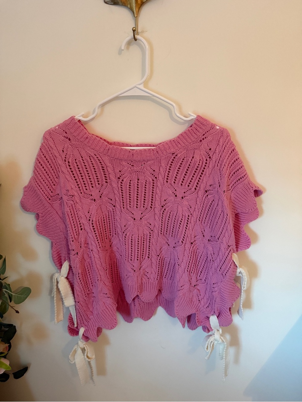 Pink Sweater Top With bows on side